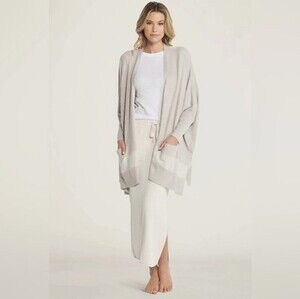 NWT Barefoot Dreams Cozychic Lite Cliffside Wrap Cardigan Silver Pearl One Size